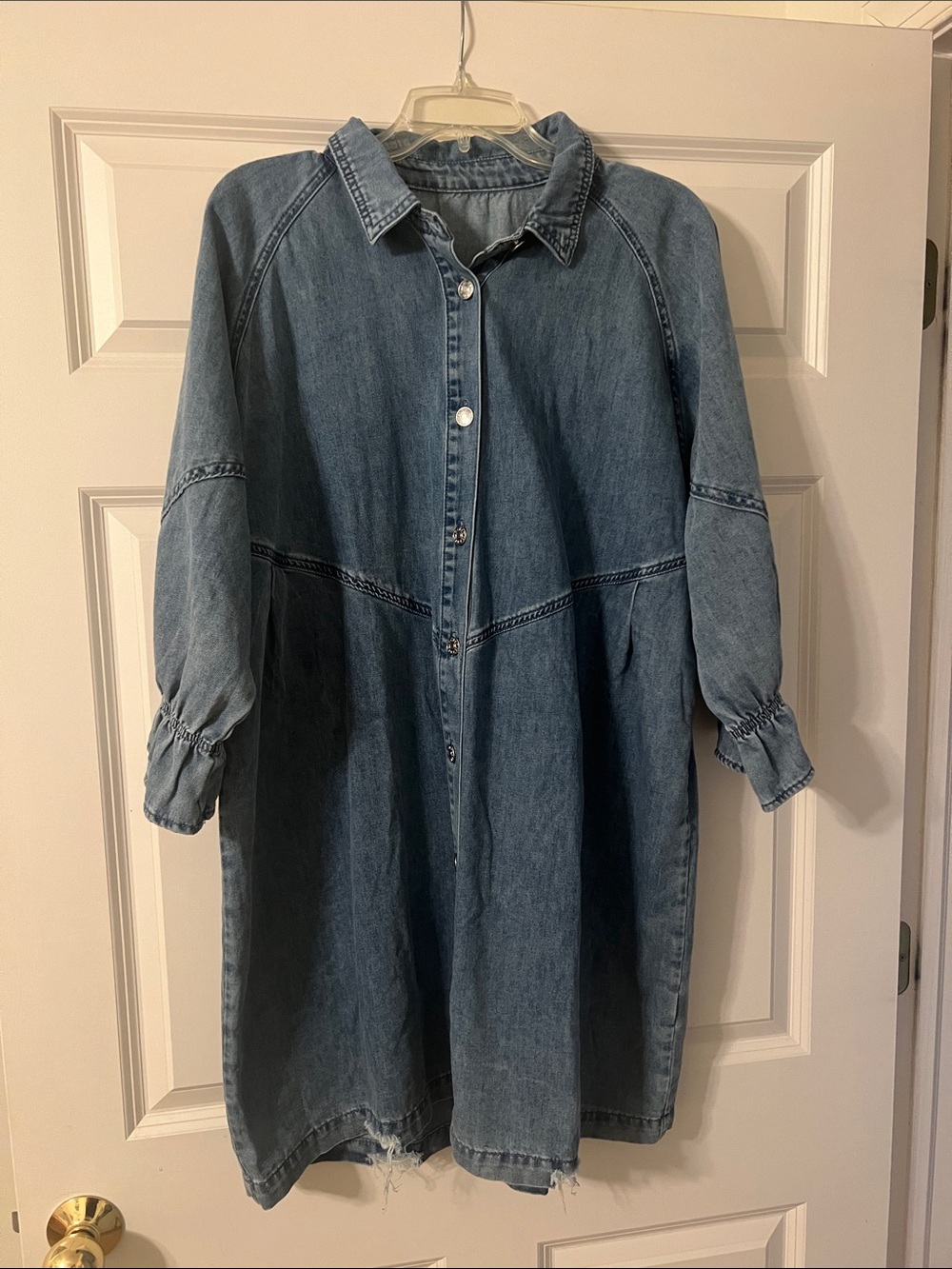 Denim Shirt Dress in Light Blue - Casual Button-Down